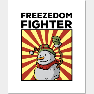 Vintage Snowman Freezedom Fighter Pun Resist Revolution Posters and Art